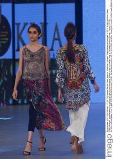 Pakistan : Khaadi Khas designs showcased in PFDC Sunsilk Fashion Week 2016 Pakistani model presents creations of the famous designer Khaadi Khas on the last day of Pakistan Fashion Design Council (PFDC) Sunsilk Fashion Week 2016.  RanaxSajidxHussain