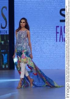 Pakistan : Khaadi Khas designs showcased in PFDC Sunsilk Fashion Week 2016 Pakistani model presents creations of the famous designer Khaadi Khas on the last day of Pakistan Fashion Design Council (PFDC) Sunsilk Fashion Week 2016.  RanaxSajidxHussain