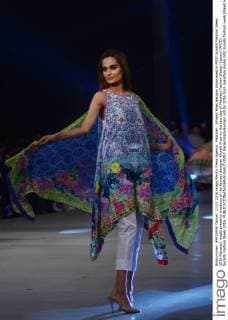 Pakistan : Khaadi Khas designs showcased in PFDC Sunsilk Fashion Week 2016 Pakistani model presents creations of the famous designer Khaadi Khas on the last day of Pakistan Fashion Design Council (PFDC) Sunsilk Fashion Week 2016.  RanaxSajidxHussain