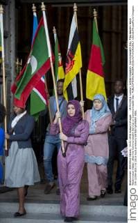 . 14 03 2016. London, United Kingdom. Commonwealth Day. Flag bearers leave Westminster Abbey, after the Commonwealth Service on Commonwealth Day.  xDavidxMirzoeffx xi-Imagesx IIM-12190-0031