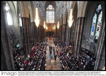 . 14 03 2016. London, United Kingdom. Commonwealth Day 2016. Queen Elizabeth II, The Duke of Edinburgh, The Duke and Duchess of Cambridge, Prince Harry and the Duke of York attend the annual Commonwealth Day service at Westminster Abbey, London, on Commonwealth Day..  xWPAxPoolx xi-Imagesx IIM-12194-0004