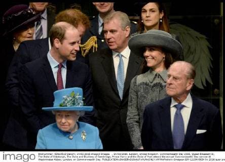 . 14 03 2016. London, United Kingdom. Commonwealth Day 2016. Queen Elizabeth II, The Duke of Edinburgh, The Duke and Duchess of Cambridge, Prince Harry and the Duke of York attend the annual Commonwealth Day service at Westminster Abbey, London, on Commonwealth Day.  xWPAxPoolx xi-Imagesx IIM-12194-0034