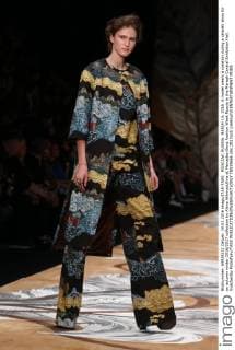 MOSCOW, RUSSIA. MARCH 14, 2016. A model wears a creation during a catwalk show for an autumn winter 2016 2017 collection by Alena Akhmadullina at Mercedes-Benz Fashion Week Russia in the Manezh Central Exhibition Hall. Vyacheslav Prokofyev TASS  TS0196E6