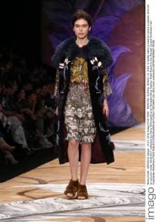 MOSCOW, RUSSIA. MARCH 14, 2016. A model wears a creation during a catwalk show for an autumn winter 2016 2017 collection by Alena Akhmadullina at Mercedes-Benz Fashion Week Russia in the Manezh Central Exhibition Hall. Vyacheslav Prokofyev TASS  TS0196F0
