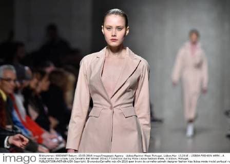 Lisboa Fashion Week Portugal, Lisbon,Mar. 13,2016 - LISBOA FASHION WEEK - A model walks the runway Luis Carvalho Fall Winter 2016 17 Collection during Moda Lisboa Fashion Week, in Lisbon, Portugal.  Copyright: BrunoxdexCarvalho