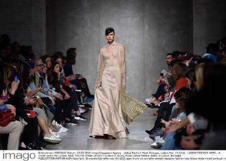 Lisboa Fashion Week Portugal, Lisbon,Mar. 13,2016 - LISBOA FASHION WEEK - A model walks the runway Nadir Tati Fall Winter 2016 17 Collection during Moda Lisboa Fashion Week, in Lisbon, Portugal.  Copyright: BrunoxdexCarvalho