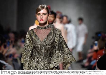 Lisboa Fashion Week Portugal, Lisbon,Mar. 13,2016 - LISBOA FASHION WEEK - A model walks the runway Nadir Tati Fall Winter 2016 17 Collection during Moda Lisboa Fashion Week, in Lisbon, Portugal.  Copyright: BrunoxdexCarvalho