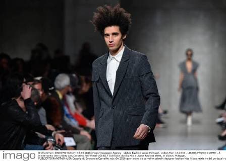 Lisboa Fashion Week Portugal, Lisbon,Mar. 13,2016 - LISBOA FASHION WEEK - A model walks the runway Luis Carvalho Fall Winter 2016 17 Collection during Moda Lisboa Fashion Week, in Lisbon, Portugal.  Copyright: BrunoxdexCarvalho