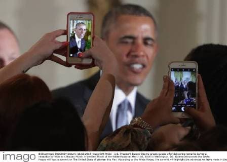 U.S. President Barack Obama greets guests after delivering remarks during a reception for Women s History Month in the East Room of the White House on March 16, 2016 in Washington, DC. Obama announced the White House will host a summit on The United State of Women this May. According to the White House, the summit will highlight the advances we have made in the United States and across the globe and to expand our efforts on helping women confront the challenges they face and reach for their highest aspirations. Pool photo by Chip Somodevilla  WAX20160316203 CHIPxSOMODEVILLA