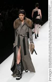 March 16, 2016, Tokyo, Japan - A model displays creation designed by Danish designers Anne Sofie Madsen during her 2016 autum winter collection in Tokyo on Wednesday, March 16, 2016 as a part of Tokyo Fashion Week. Tokyo Fashion Week started here from March 14 through 19.  (lwxa000378)