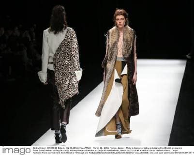 March 16, 2016, Tokyo, Japan - Models display creations designed by Danish designers Anne Sofie Madsen during her 2016 autum winter collection in Tokyo on Wednesday, March 16, 2016 as a part of Tokyo Fashion Week. Tokyo Fashion Week started here from March 14 through 19.  (lwxa000388)