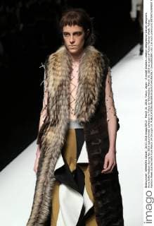 March 16, 2016, Tokyo, Japan - A model displays creation designed by Danish designers Anne Sofie Madsen during her 2016 autum winter collection in Tokyo on Wednesday, March 16, 2016 as a part of Tokyo Fashion Week. Tokyo Fashion Week started here from March 14 through 19.  (lwxa000389)