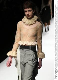 March 16, 2016, Tokyo, Japan - A model displays creation designed by Danish designers Anne Sofie Madsen during her 2016 autum winter collection in Tokyo on Wednesday, March 16, 2016 as a part of Tokyo Fashion Week. Tokyo Fashion Week started here from March 14 through 19.  (lwxa000391)