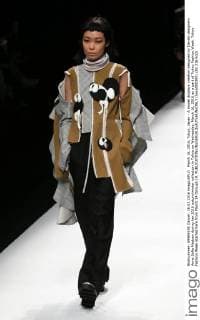 March 16, 2016, Tokyo, Japan - A model displays creation designed by Danish designers Anne Sofie Madsen during her 2016 autum winter collection in Tokyo on Wednesday, March 16, 2016 as a part of Tokyo Fashion Week. Tokyo Fashion Week started here from March 14 through 19.  (lwxa000393)