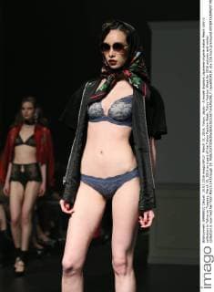 March 15, 2016, Tokyo, Japan - A model displays Japanese lingerie maker Peach John s collection in Tokyo on Tuesday, March 15, 2016 as a part of the Tokyo Fashion Week. Tokyo Fashion Week for 2016 autumn and winter collection is now held her from March 14 through 19.  (lwxa000419)