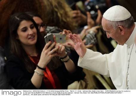 March 17, 2016 - Vatican City State (Holy See) - POPE FRANCIS during the audience to Harvard World Model United Nations in Aula Paolo VI at the Vatican. Vatican City State Holy See - ZUMAi15_