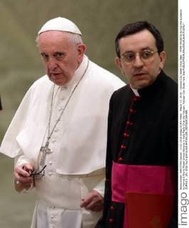 March 17, 2016 - Vatican City State (Holy See) - POPE FRANCIS during the audience to Harvard World Model United Nations in Aula Paolo VI at the Vatican. Vatican City State Holy See - ZUMAi15_