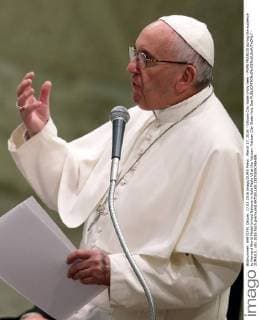 March 17, 2016 - Vatican City State (Holy See) - POPE FRANCIS during the audience to Harvard World Model United Nations in Aula Paolo VI at the Vatican. Vatican City State Holy See - ZUMAi15_