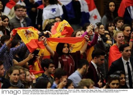 March 17, 2016 - Vatican City State (Holy See) - POPE FRANCIS during the audience to Harvard World Model United Nations in Aula Paolo VI at the Vatican. Vatican City State Holy See - ZUMAi15_