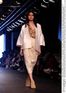 Plaza Indonesia Fashion week Spring Summer 2016 A model showcases the work of the designers from Opi Bachtiar, during the Plaza Indonesia Fashion Week Spring Summer 2016.  NatanaelxPohan