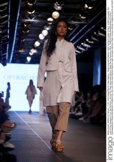 Plaza Indonesia Fashion week Spring Summer 2016 A model showcases the work of the designers from Opi Bachtiar, during the Plaza Indonesia Fashion Week Spring Summer 2016.  NatanaelxPohan