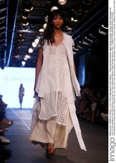 Plaza Indonesia Fashion week Spring Summer 2016 A model showcases the work of the designers from Opi Bachtiar, during the Plaza Indonesia Fashion Week Spring Summer 2016.  NatanaelxPohan