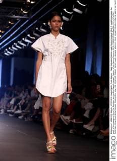 Plaza Indonesia Fashion week Spring Summer 2016 A model showcases the work of the designers from Opi Bachtiar, during the Plaza Indonesia Fashion Week Spring Summer 2016.  NatanaelxPohan