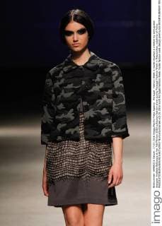 Portugal: Fashion Week A model displays a creation by portuguese designer Anabela Baldaque at her Fall Winter 2016 collection fashion show during Portugal Fashion Week in Matosinhos, outskirts of Porto.  NunoxGuimaraes