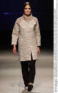 Portugal: Fashion Week A model displays a creation by portuguese designer Anabela Baldaque at her Fall Winter 2016 collection fashion show during Portugal Fashion Week in Matosinhos, outskirts of Porto.  NunoxGuimaraes