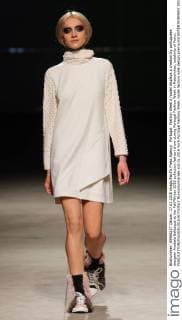 Portugal: Fashion Week A model displays a creation by portuguese designer Anabela Baldaque at her Fall Winter 2016 collection fashion show during Portugal Fashion Week in Matosinhos, outskirts of Porto.  NunoxGuimaraes