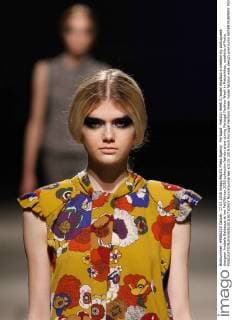 Portugal: Fashion Week A model displays a creation by portuguese designer Anabela Baldaque at her Fall Winter 2016 collection fashion show during Portugal Fashion Week in Matosinhos, outskirts of Porto.  NunoxGuimaraes