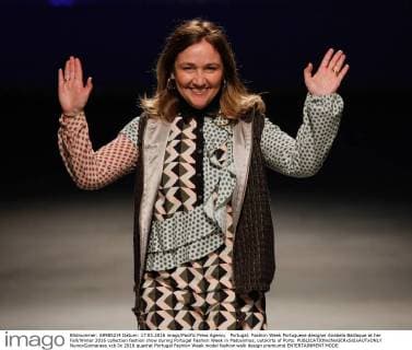 Portugal: Fashion Week Portuguese designer Anabela Baldaque at her Fall Winter 2016 collection fashion show during Portugal Fashion Week in Matosinhos, outskirts of Porto.  NunoxGuimaraes