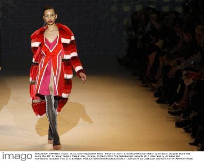 March 18, 2016 - A model presents a creation by Ukrainian designer Andre TAN during the 38th Ukrainian Fashion Week in Kiev, Ukraine, 18 March 2016. The fashion event presents 2016 collections by Ukrainian and international designers from 17 to 23 March. - ZUMAs334