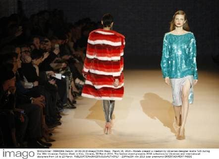 March 18, 2016 - Models present a creation by Ukrainian designer Andre TAN during the 38th Ukrainian Fashion Week in Kiev, Ukraine, 18 March 2016. The fashion event presents 2016 collections by Ukrainian and international designers from 18 to 23 March. - ZUMAs334