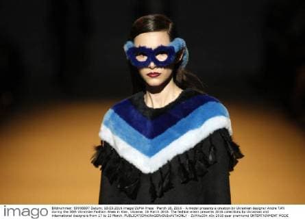 March 18, 2016 - A model presents a creation by Ukrainian designer Andre TAN during the 38th Ukrainian Fashion Week in Kiev, Ukraine, 18 March 2016. The fashion event presents 2016 collections by Ukrainian and international designers from 17 to 23 March. - ZUMAs334
