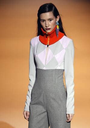 March 18, 2016 - A model presents a creation by Ukrainian designer Andre TAN during the 38th Ukrainian Fashion Week in Kiev, Ukraine, 18 March 2016. The fashion event presents 2016 collections by Ukrainian and international designers from 17 to 23 March. - ZUMAs334