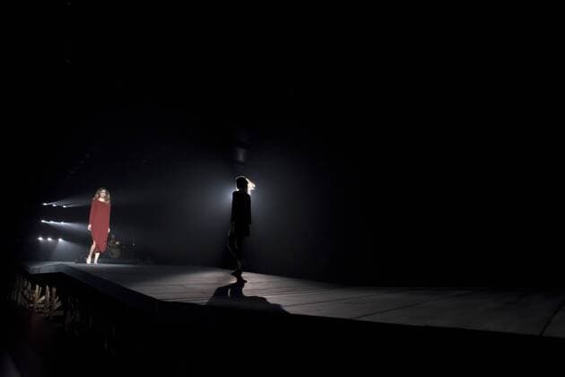 Japan: Onitsuka Tiger brand, Andrea Pompilio s autumn winter 2016 collection A model test the runway before the Onitsuka Tiger brand, Andrea Pompilio designer 2016 autumn winter fashion show starts at the Mercedes-Benz Fashion Week Tokyo in Japan.  AlessandroxDixCiommo