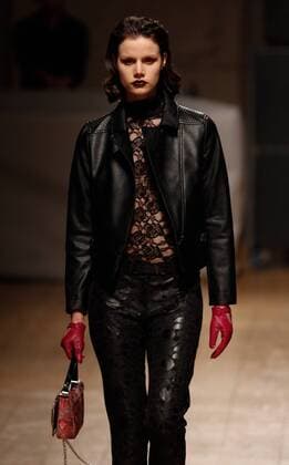 Portugal: Fashion Week A model displays a creation by portuguese designer Ana Sousa at her Fall Winter 2016 collection fashion show during Portugal Fashion Week in Porto.  NunoxGuimaraes