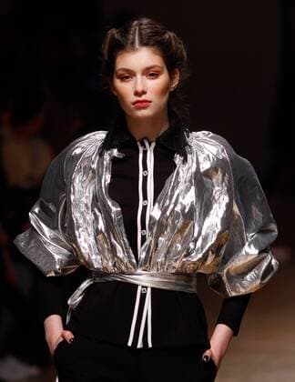 Portugal: Fashion Week A model displays a creation by portuguese designer Katty Xiomara at her Fall Winter 2016 collection fashion show during Portugal Fashion Week in Porto.  NunoxGuimaraes