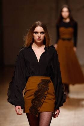 Portugal: Fashion Week A model displays a creation by portuguese designer Nuno Baltazar at his Fall Winter 2016 collection fashion show during Portugal Fashion Week in Porto.  NunoxGuimaraes