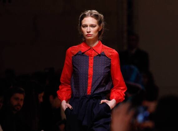Portugal: Fashion Week A model displays a creation by portuguese designer Katty Xiomara at her Fall Winter 2016 collection fashion show during Portugal Fashion Week in Porto.  NunoxGuimaraes