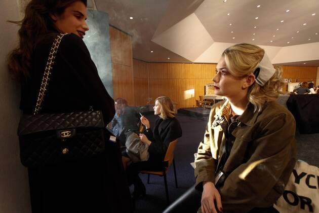 Portugal: Fashion Week Models at backstage before their Fall Winter 2016 collection fashion show during Portugal Fashion Week in Porto.  NunoxGuimaraes