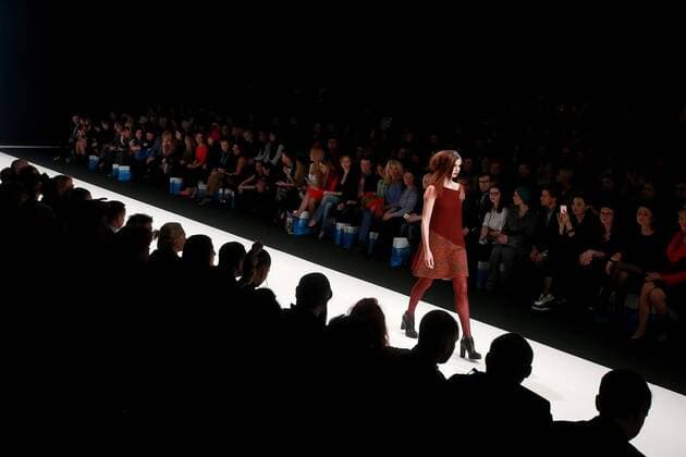 MOSCOW, RUSSIA. MARCH 23, 2016. A model showcases a creation by Russian designer Elena Shipilova at the 2016 Moscow Fashion Week in Moscow s Gostiny Dvor. Sergei Fadecihev TASS  TS01D2F4