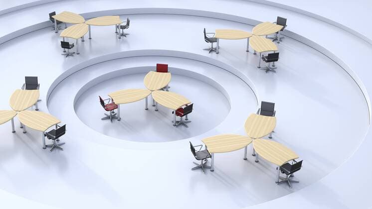 Round open-plan office, 3D Rendering  UWF000769
