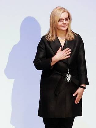 MOSCOW, RUSSIA. MARCH 24, 2016. Russian designer Victoria Andreyanova after a runway show for her latest collection at the 2016 Moscow Fashion Week in Moscow s Gostiny Dvor. Sergei Fadeichev TASS  TS01D62F
