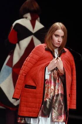 MOSCOW, RUSSIA. MARCH 24, 2016. Models showcase creations by Russian designer Victoria Andreyanova at the 2016 Moscow Fashion Week in Moscow s Gostiny Dvor. Sergei Fadeichev TASS  TS01D621