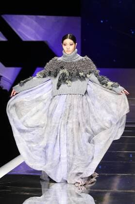 BEIJING, CHINA - MARCH 25: (CHINA OUT) A model showcases designs on the runway at Hempel Award - the 24th China International Young Fashion Designers Contest during day one of the Mercedes-Benz China Fashion Week A W 16 17 Collection at Beijing Hotel on March 25, 2016 in Beijing, China.  CFP481722764
