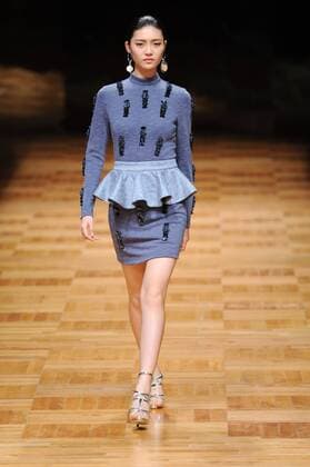 BEIJING, CHINA - MARCH 26: (CHINA OUT) A model showcases designs on the runway at Asahi Kasei Chinese Fashion Designer Creativity Award - Liu Sicong Collection during the Mercedes-Benz China Fashion Week Autumn Winter 2016 2017 at Beijing Hotel on March 26, 2016 in Beijing, China.  CFP481757755