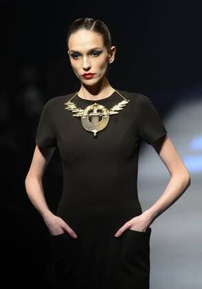 BEIJING, CHINA - MARCH 26: (CHINA OUT) A model showcases designs on the runway at HMR Collection during the Mercedes-Benz China Fashion Week Autumn Winter 2016 2017 at 751D.Park on March 26, 2016 in Beijing, China.  CFP481765104
