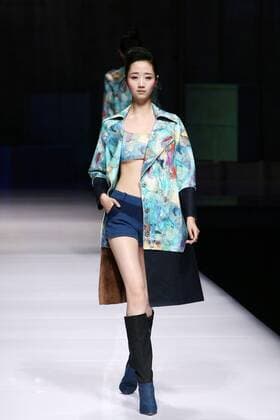 BEIJING, CHINA - MARCH 27: (CHINA OUT) A model showcases designs on the runway at d nim Collection during the Mercedes-Benz China Fashion Week Autumn Winter 2016 2017 at Beijing Hotel on March 27, 2016 in Beijing, China.  CFP481773993